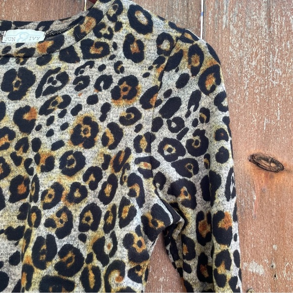 JUN & IVY Women’s Leopard Print Bodycon Long Sleeve Mini Dress Size Medium - Picture 4 of 13